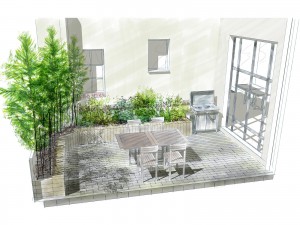 croquis terrasse aménagement jardin privé